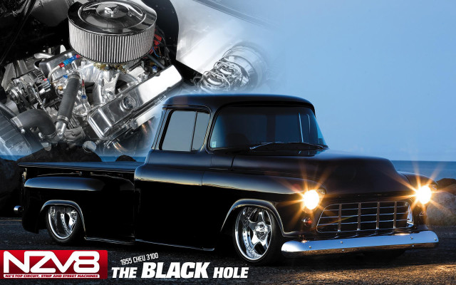 Black truck chrome engine chrome free wallpaper for desktop - medium preview image