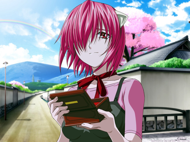 Girl pink hair holding book free wallpaper for desktop - medium preview image