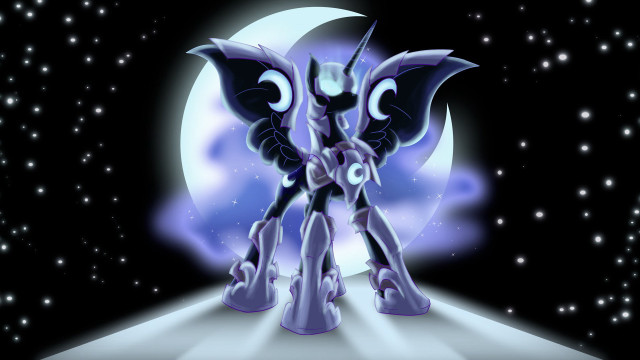 Cartoon robot full moon stars free wallpaper for desktop - medium preview image