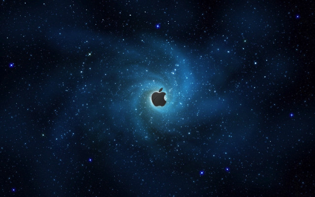 Apple logo galaxy background stars free wallpaper for desktop - medium preview image