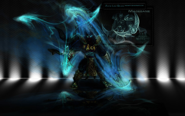 Demon blue smoke fantasy arcane free wallpaper for desktop - medium preview image