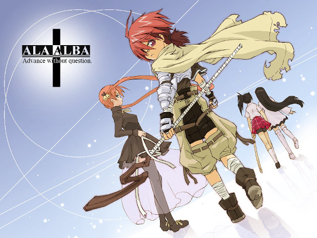 Anime characters cross blue sky free wallpaper for desktop - medium preview image