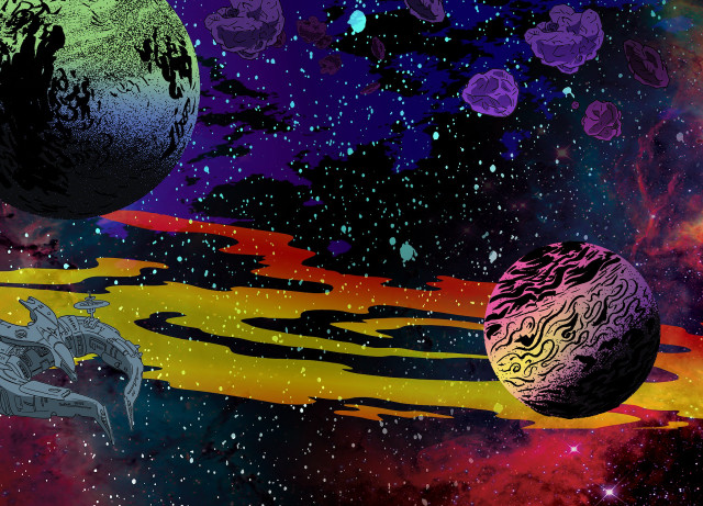Space colorful background spaceship distant free wallpaper for desktop - medium preview image