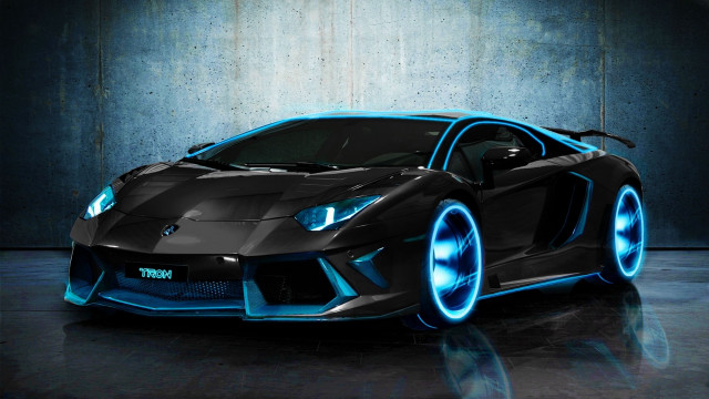 Black sports car blue lights #4 free wallpaper for desktop - medium preview image