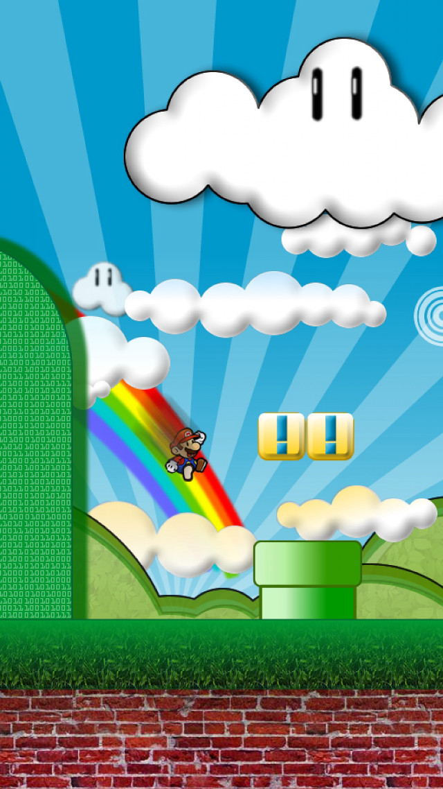 Rainbow clouds bike person building free wallpaper for mobile - medium preview image
