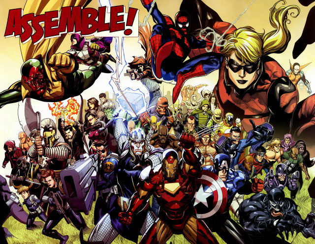 Avengers assemble cartoon group image free wallpaper for desktop - medium preview image