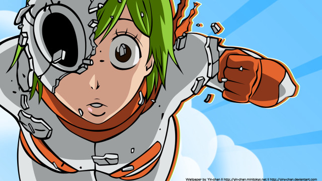 Cartoon man green hair suit free wallpaper for desktop - medium preview image