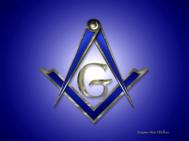 Masonic symbol blue background gold free wallpaper for desktop - medium preview image