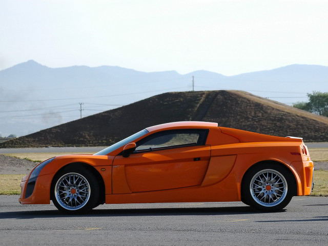 Bright orange sports car mountains #2 free wallpaper for desktop - medium preview image
