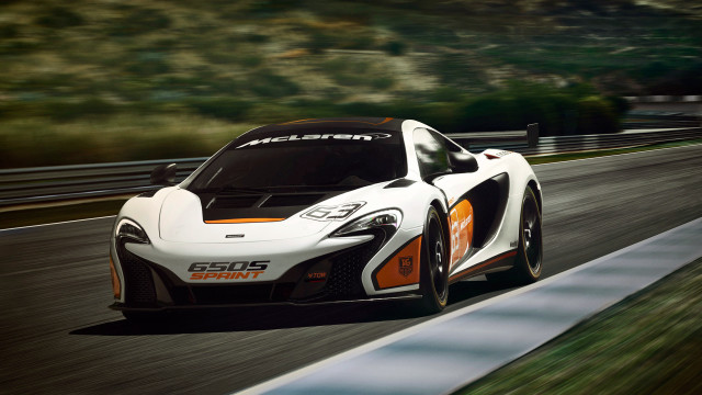 White orange sports car race free wallpaper for desktop - medium preview image