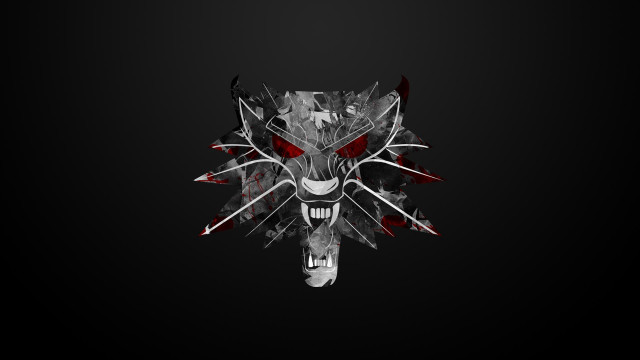 Black background red white wolf free wallpaper for desktop - medium preview image