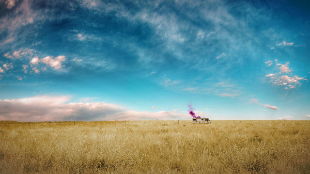 Truck driving field sky background #2 free wallpaper for desktop - medium preview image