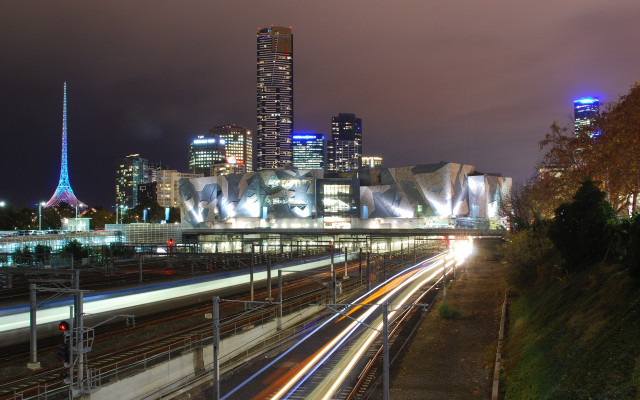 Tokyo city skyline train station free wallpaper for desktop - medium preview image