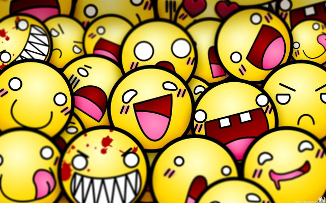Yellow smiley faces expressions happy free wallpaper for desktop - medium preview image