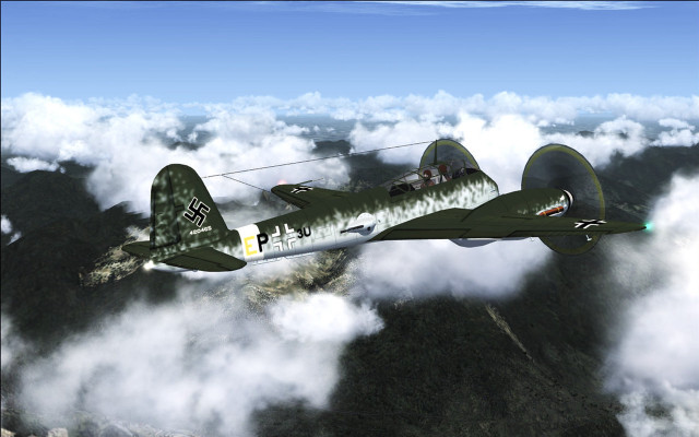 Green airplane flying sky clouds free wallpaper for desktop - medium preview image