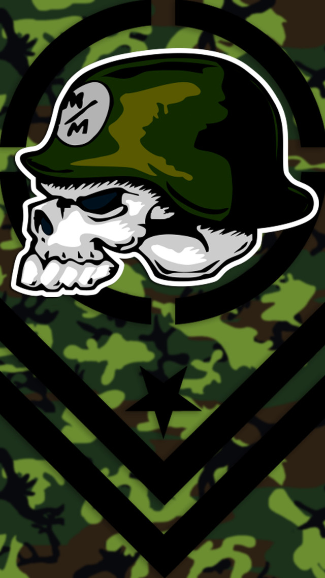 Skull helmet heart camo green free wallpaper for mobile - medium preview image
