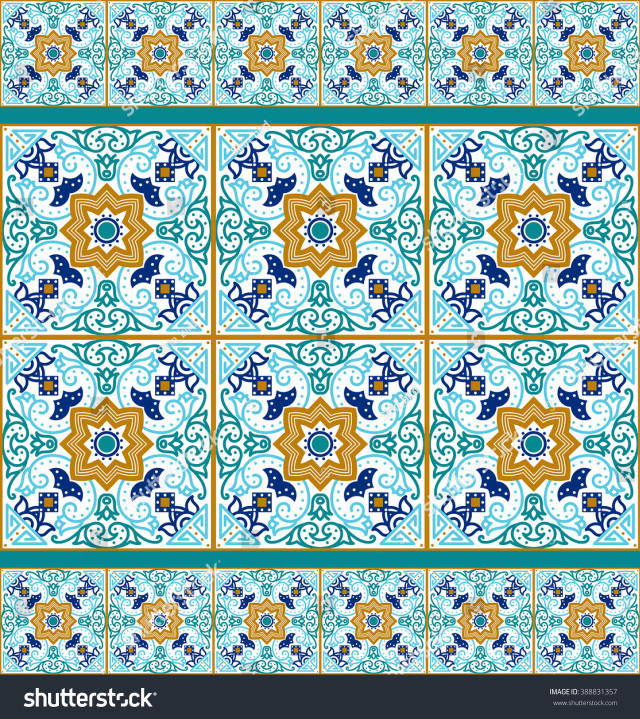 Blue orange tile pattern star free wallpaper for tablet - medium preview image