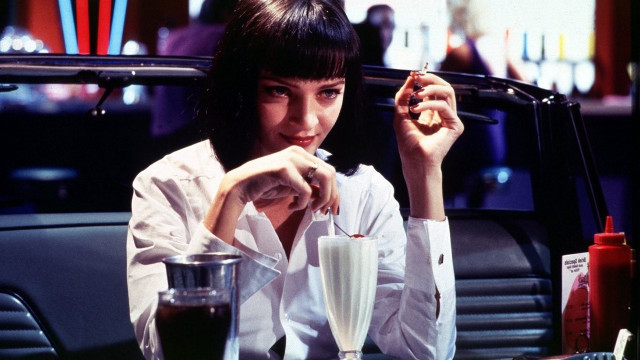 Woman sitting table drink cigarette #2 free wallpaper for desktop - medium preview image