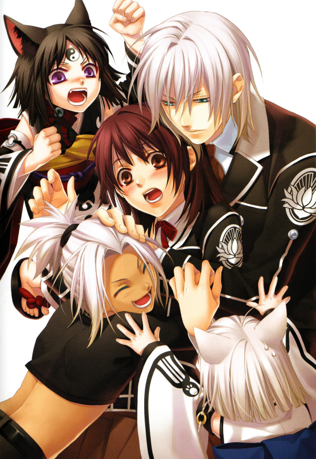 Anime characters group pose hands free wallpaper for mobile - medium preview image