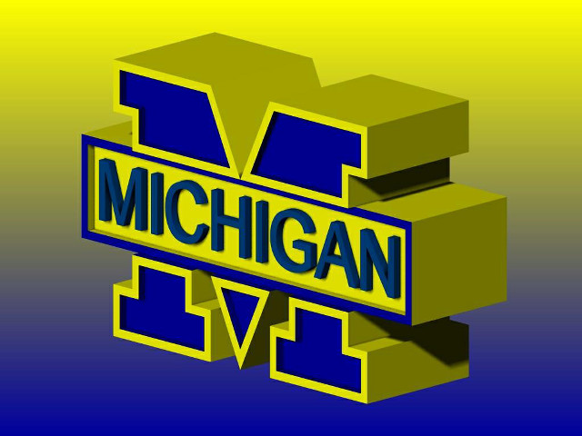 Michigan logo blue yellow background free wallpaper for desktop - medium preview image