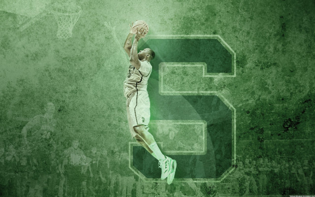 Basketball player dunking air number9 free wallpaper for desktop - medium preview image