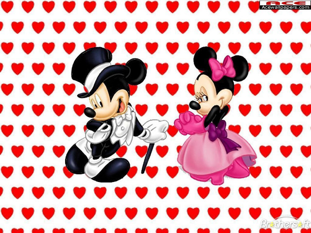 Mickey minnie hearts background romanticism free wallpaper for desktop - medium preview image