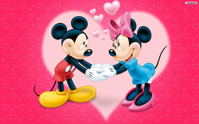 Mickey minnie touching hands hearts free wallpaper for desktop - medium preview image