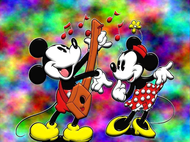 Mickey mouses playing guitar colorful free wallpaper for desktop - medium preview image