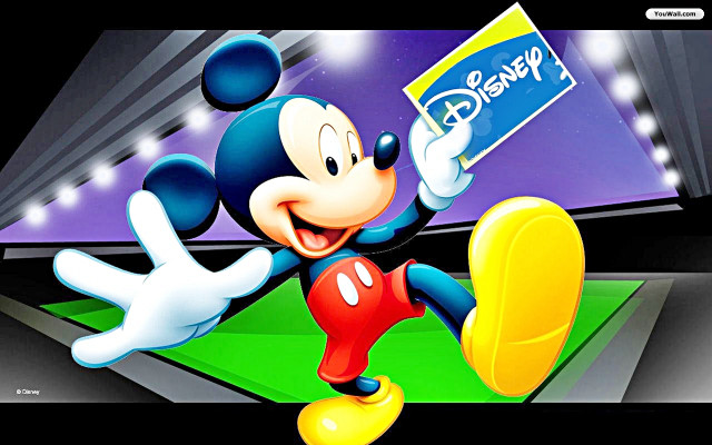 Cartoon mickey mouse running sign free wallpaper for desktop - medium preview image
