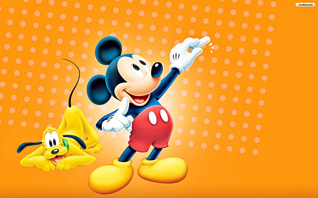 Mickey mouse cartoon yellow background free wallpaper for desktop - medium preview image