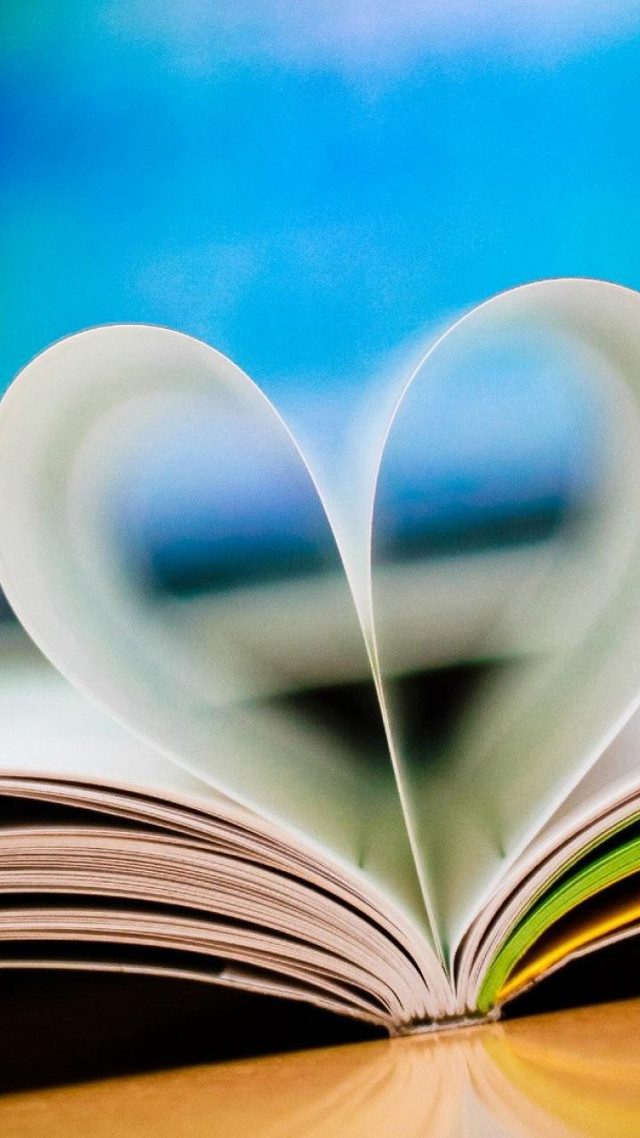 Book heart pages blue sky free wallpaper for mobile - medium preview image