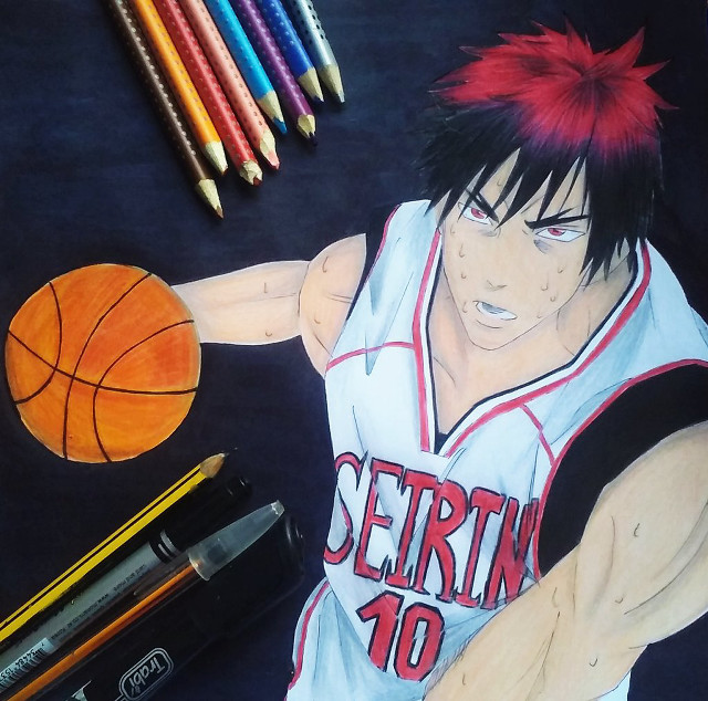 Basketball player red mohawk drawing free wallpaper for tablet - medium preview image