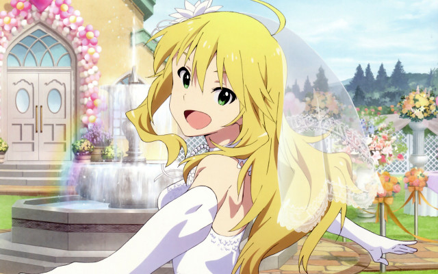 Girl white dress bench fountain free wallpaper for desktop - medium preview image