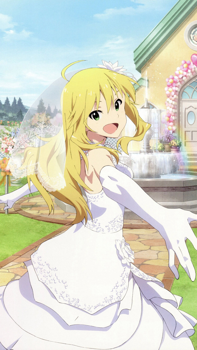 Woman white dress house fountain free wallpaper for mobile - medium preview image