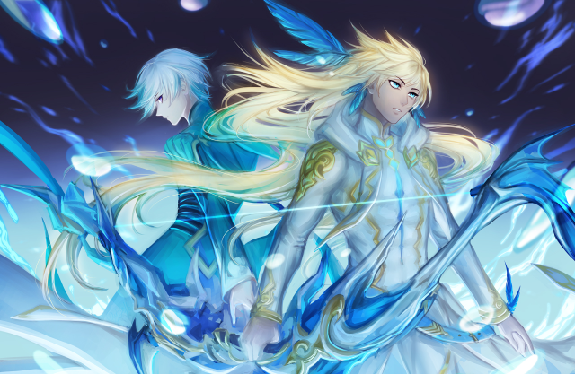 Woman sword snow feathers fantasy free wallpaper for desktop - medium preview image