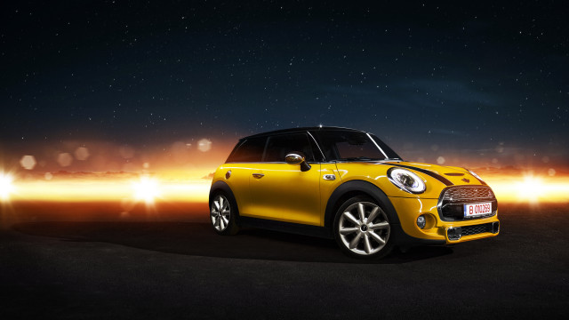 Yellow mini cooper 1970s space free wallpaper for desktop - medium preview image