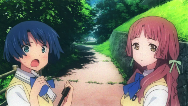 Anime girls road trees school free wallpaper for desktop - medium preview image