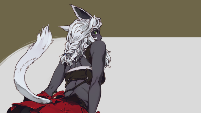 White haired woman red dress free wallpaper for desktop - medium preview image