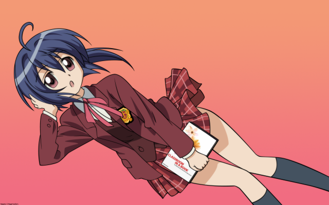 Bluehair girl flying schooluniform manga free wallpaper for desktop - medium preview image