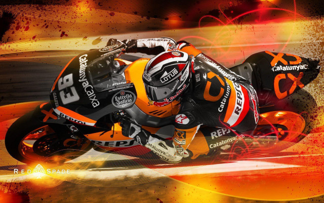 Motorcycle racer track red orange free wallpaper for desktop - medium preview image