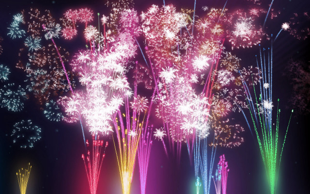 Fireworks night sky colorful lights free wallpaper for desktop - medium preview image