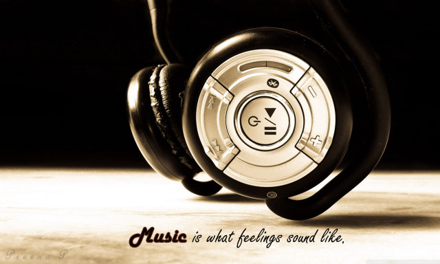 Headphones music is just feelings free wallpaper for desktop - medium preview image
