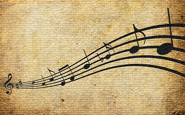 Grungy music note treble musical free wallpaper for desktop - medium preview image
