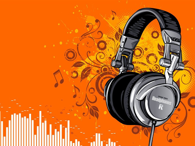 Headphones music note splash paint free wallpaper for desktop - medium preview image