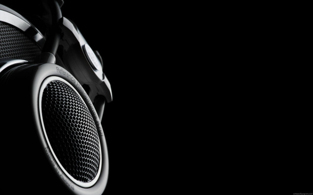 Headphones closeup black background white free wallpaper for desktop - medium preview image