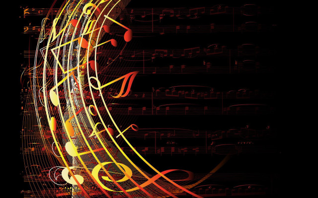 Musical background notes symbols black #2 free wallpaper for desktop - medium preview image