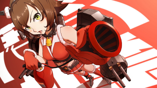 Woman red outfit holding gun free wallpaper for desktop - medium preview image