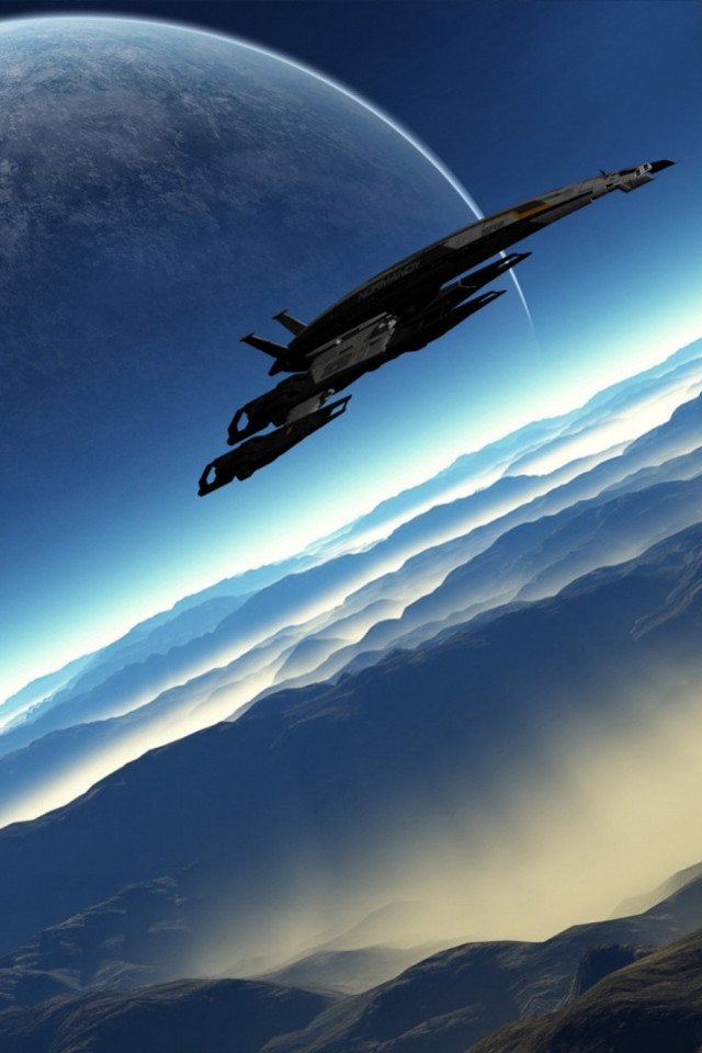 Space ship mountain planet sky free wallpaper for mobile - medium preview image