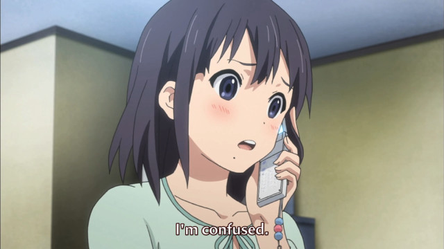 Woman talking cell phone caption free wallpaper for desktop - medium preview image