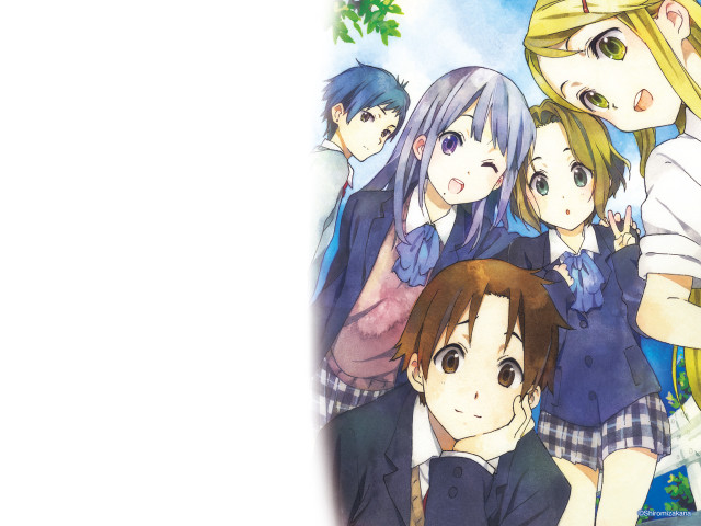 Anime characters group tree sky free wallpaper for desktop - medium preview image